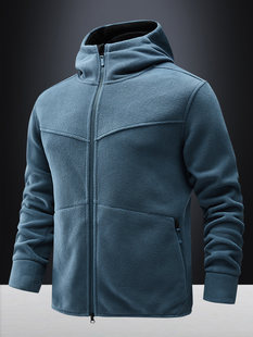 Woolen curlers, demi-season keep warm jacket, sports cardigan, travel shirt with hood, oversize