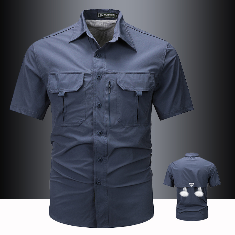 Quick-Drying Short-Sleeved Shirt for Men, Outdoor Hiking and Mountaineering Summer Top, Sports Breathable Elastic American Work Shirt Quick-Drying Short-Sleeved Shirt for Men, Outdoor Hiking and Mountaineering Summer Top, Sports Breathable Elastic American Work Shirt
