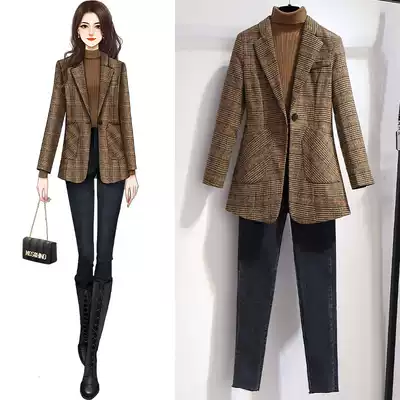 Royal sister Fan light cooked style suit pants women are thin and handsome fried street Hepburn style fashion Western style goddess two-piece suit