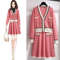 Autumn small fragrant wind suit skirt 2021 new female foreign style fashion temperament celebrity goddess autumn dress two-piece set