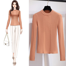 Autumn and winter knitted base shirt Women 2020 new short long sleeve round neck slim slim body thin foreign sweater