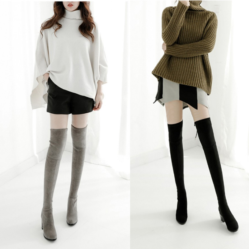 Knee-high boots women's 2019 new autumn and winter thin leg riding boots women's long boots show thin elastic high boots high-heeled boots