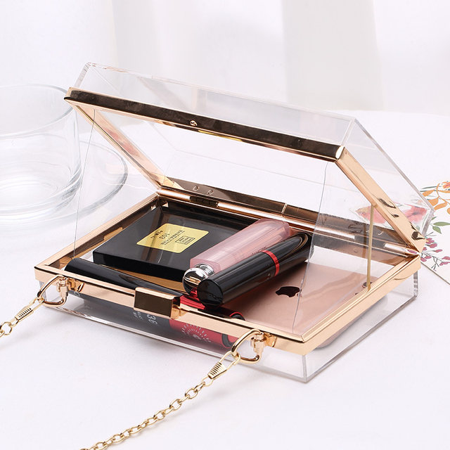 2023 New Acrylic Transparent Bag Small Square Box Bag Single Shoulder Diagonal Chain Bag Dinner Women’s Bag Jelly Bag