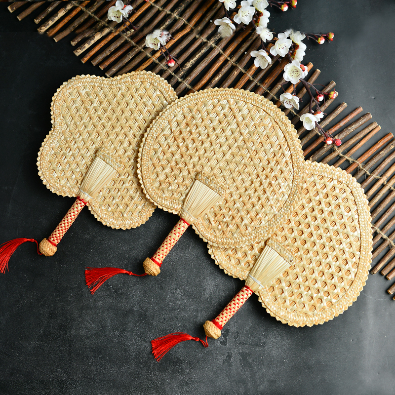 Pure natural wheat pole Pu fan handmade fan Hand fan fan Chinese style classical Da Pu fan wind mosquito repellent walking