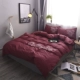 gia đình Net đỏ giường bông vải bốn ins Li tấm bông chăn giường ngủ ở ký túc xá duy nhất ba ba bộ - Bộ đồ giường bốn mảnh