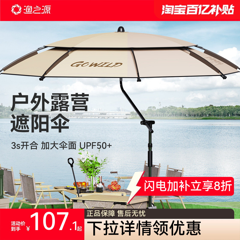 Yuzhiyuan Fishing Umbrella New Outdoor Camping Sunshade Portable Black Coating Sun Protection Picnic Camping Car Special Umbrella