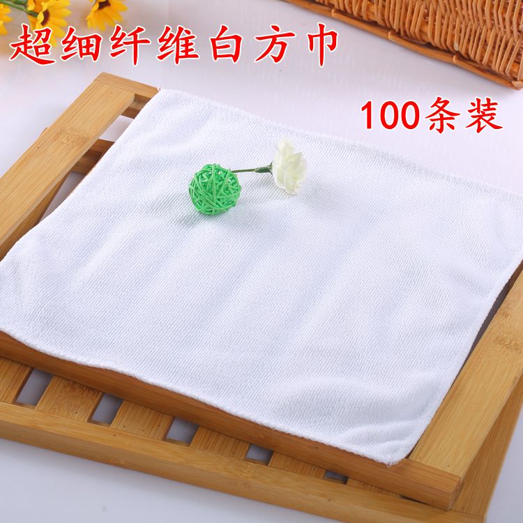 100-Pack of Fiber White Square Towels, Small Square Towels, Lint-Free, Absorbent, Coffee Machine Cleaning Cloths