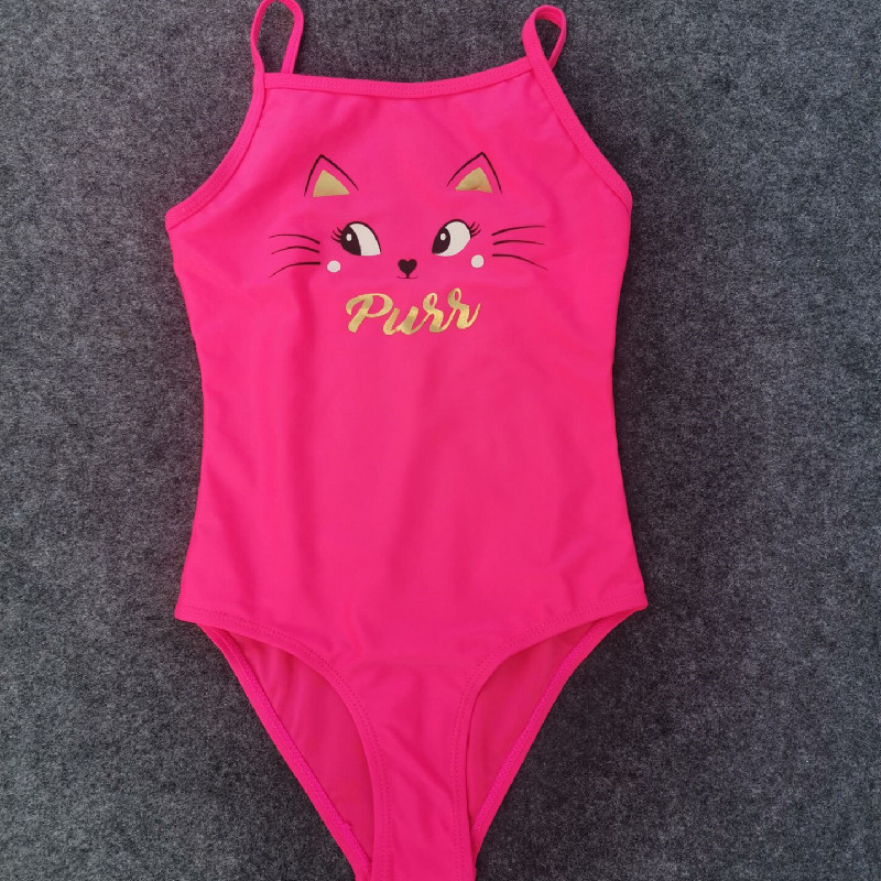 Foreign Trade Girl Swimsuit Girl Baby Lovely Cat Sun Sun Dry Dry Triangle Swimsuit