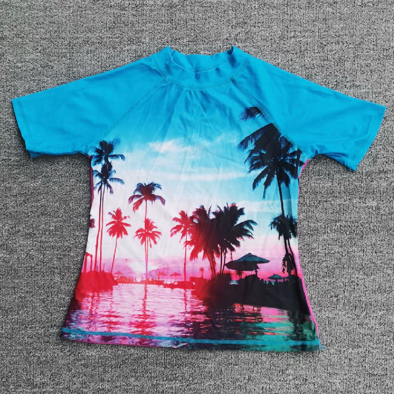 Girls Swimming Top Girls Summer Short-sleeved Casual Loose Children's Swimsuit Quick-drying Surfing Swimsuit