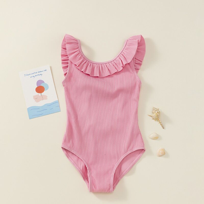 Foreign Trade Outlet Girl Swimsuit for girls 2-10-year-old girl's cute lotus leaf side fashion children swimsuit