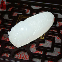 Zhi pendant natural white jade blockbuster cicada pendant men and women Hanfu accessories jade necklace jade pendant