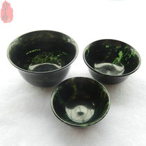 Jade wine glass natural health ink Jade tea cup dark green jade 3 caliber tea bowl men and women Medicine King stone jade cup