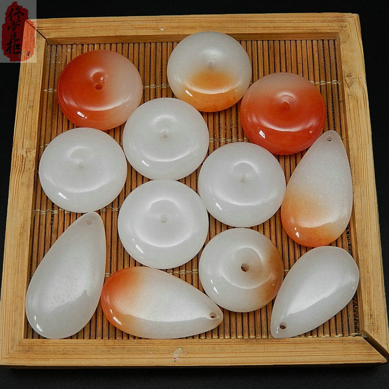 Natural Xinjiang White Jade Green Buckle Pendant Jade Playful Water Drop Pendant Male And Female Necklace Jade Pendant Jade Pendant Jade Pendant