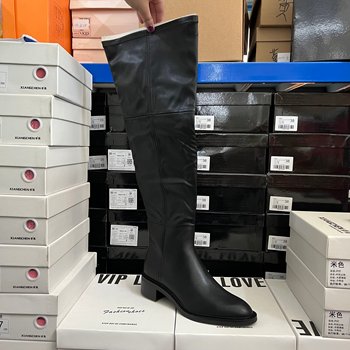 Spanish light luxury za original fashion women's boots round toe thick heel side zipper over-the-knee high boots