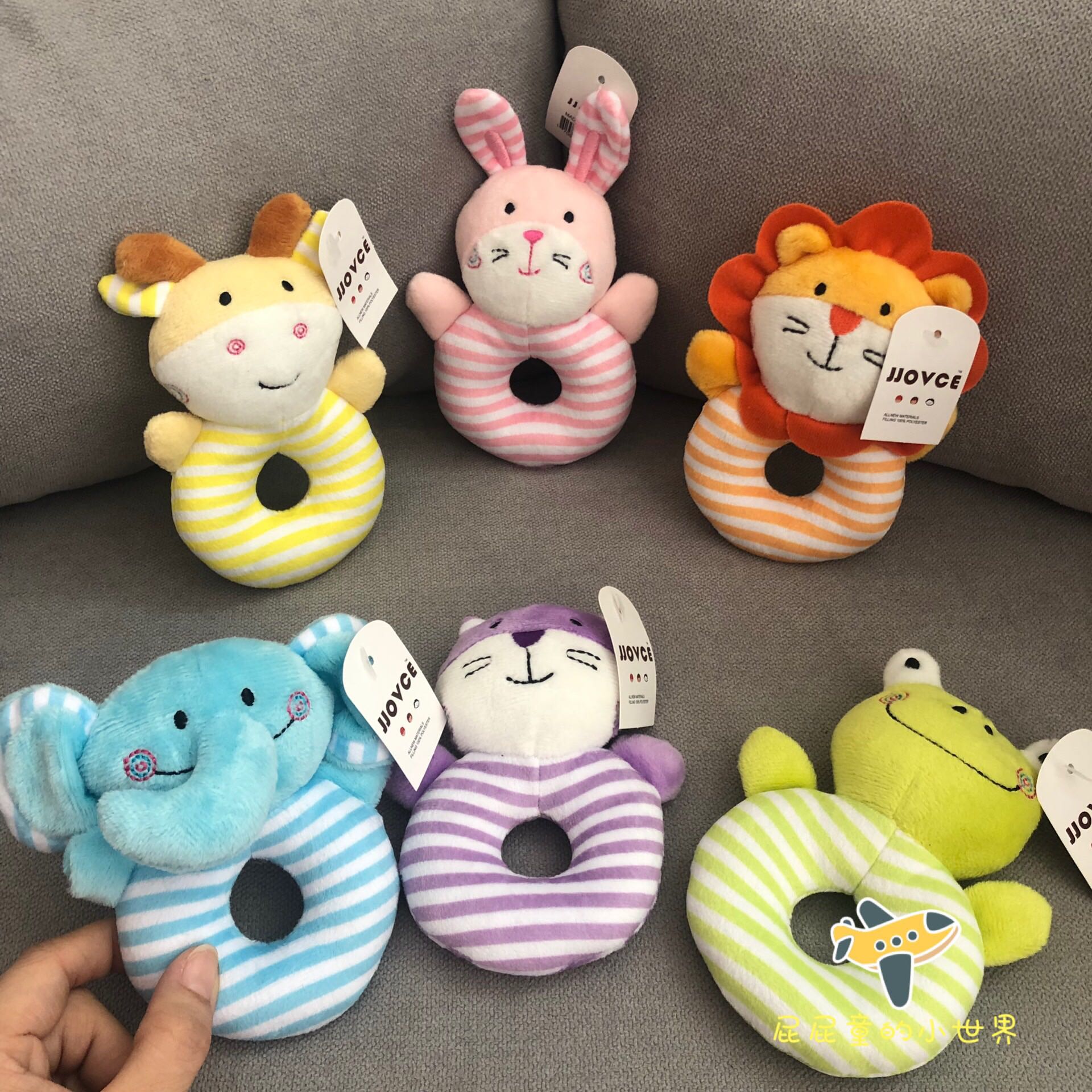 JJOVCE baby rattle hand grip stick puzzle plush cloth art BB stick baby gripping 0-1-year-old hand rattle toy