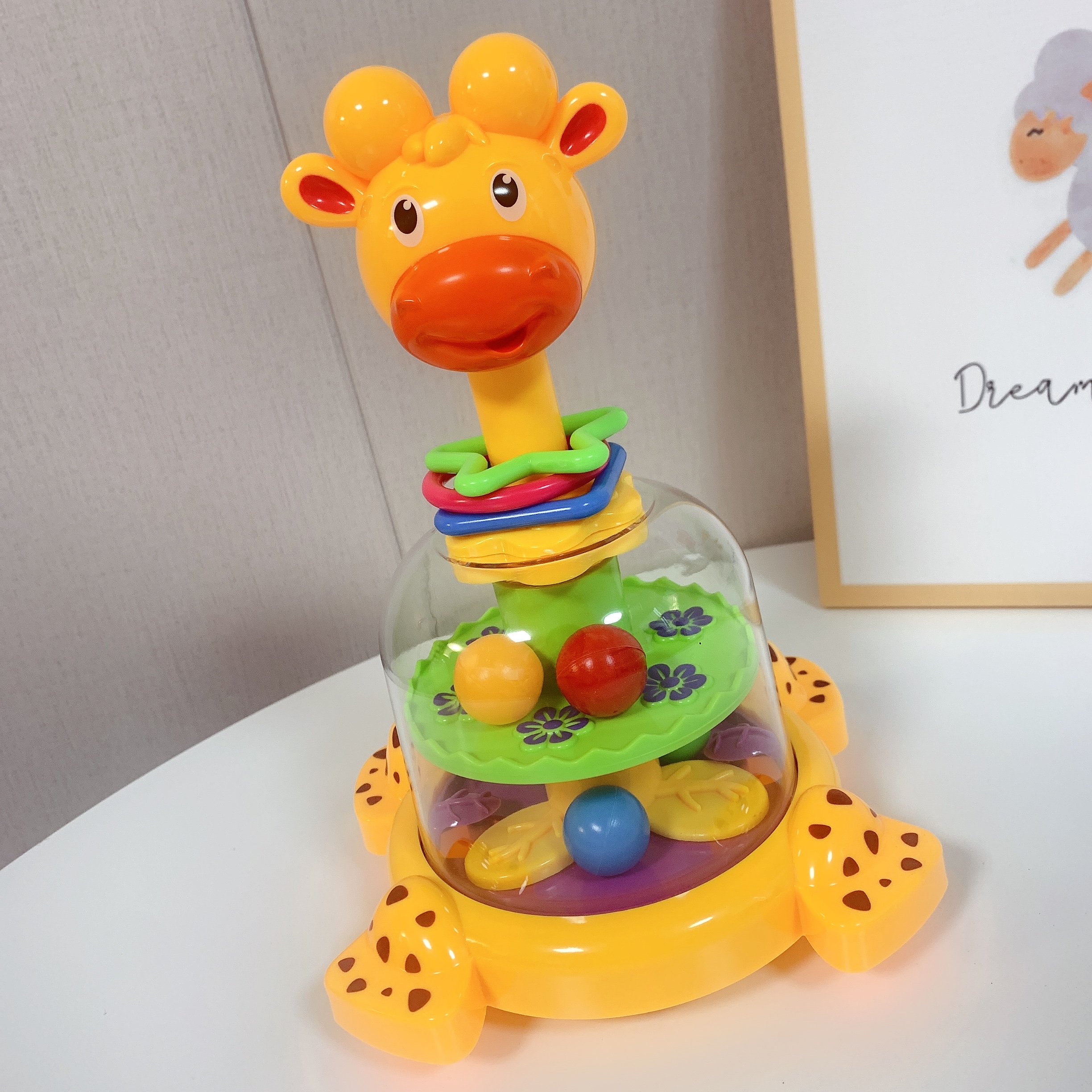 Giraffe Fun Press Rotation Jump Ball Roll Ball Transfer Le Infant Color Cognition Early Education Toys 1-2 years old