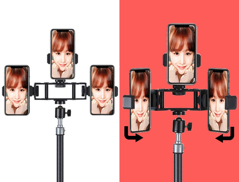 Đa camera di động clip trực tiếp 2 vị trí điện thoại di động 3 phụ kiện chân đế video ba chữ số