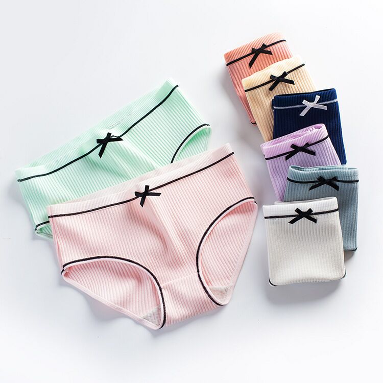 Đồ lót đô thị nữ cotton cotton 100% kháng khuẩn lady girl đen trắng tóm tắt ren mùa hè - Eo cao quần lót cạp cao