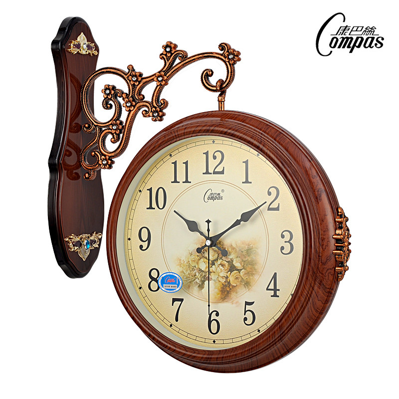 Kangba Silk doublesided wall clock living room Nordic twosided light