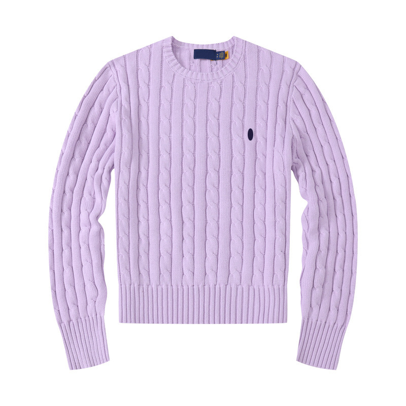 Autumn and Winter Round-Neck Women's Sweater Knitwear Pure Cotton Embroidered Logo Pullover Base Knit Long-Sleeve Cable Knit Loose Thick Style