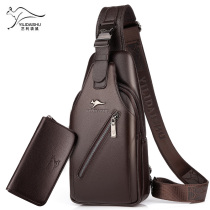 Art Lee Kangaroo Genuine Leather Chest Bag Casual Mens Single Shoulder Diagonal Satchel Bag Waterproof pocket Bull Leather Mens Bag Fashion Backpack