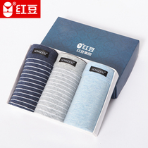 Red bean underwear mens cotton stretch comfortable boxer pants simple striped waist bottom pants thin cotton shorts head