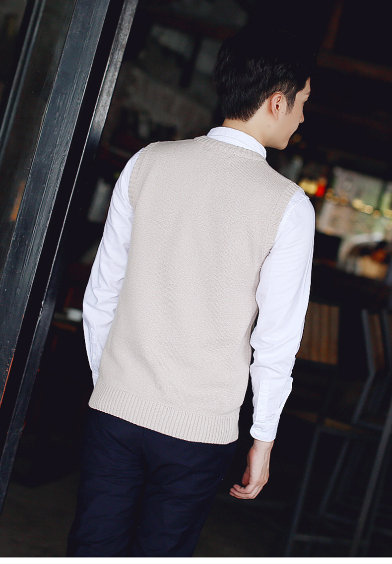 Áo len không tay nam cổ tròn Phiên bản hàn quốc mùa thu đông len vest vest áo len đan vest nam triều đại học gió áo khoác len hàn quốc