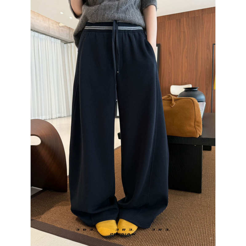 3R3 New 2026 Autumn High-Waisted Slimming Elastic Waistband Casual Jogger Pants Wide-Leg Long Pants for Women 67256
