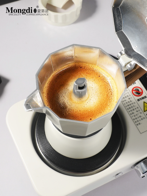 Mongdio Moka Pot Set Concentrated Extraction Hand Grinder Coffee Maker Italian Coffee Pot Gift Box New Year Gift
