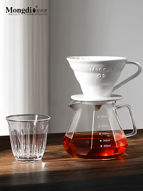 Mongdio Coffee Filter Cup Ceramic Coffee Filter V60 Hand-Brewed Coffee Set Drip Funnel Sharing Pot