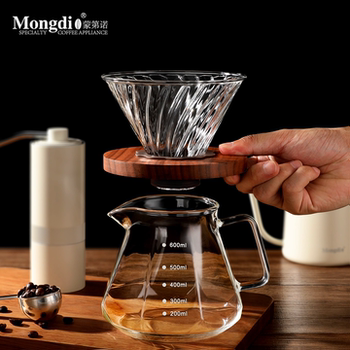 Mongdio Pour-Over Coffee Maker Set V60 Glass Filter Cup Pour-Over Funnel Coffee Maker Camping Equipment