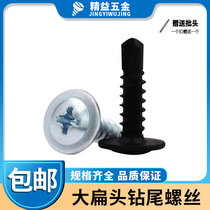 Black large flat head drill tail screw Blue White Ribbon gasket self-tapping self-drilling screw flat round head dovetail M4 2M4 8