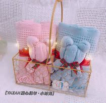 Yazan Pure Cotton Cotton Cloth Towel Bath Towels With Hand Basket Upscale Practical Wedding Wedding Metal Iron Art Lift Basket Gift Basket