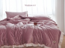 Yazzan baby suede pro-skin four pieces of antistatic thickened warm pure color simple autumn winter bed with supplies of four pieces