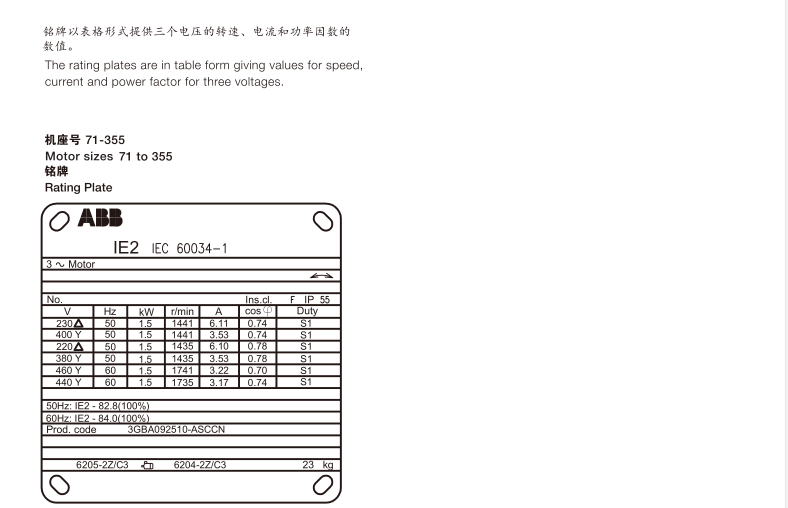 Двигатель abb电机m2bax100la4 4p 2.2kw 立/卧式380v三相异步电机外壳铸铁