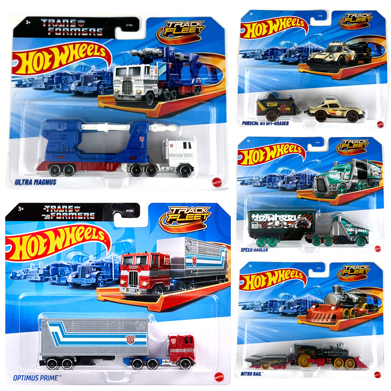 In Stock - Hot Wheels Track Transport Series Transformers Collaboration Track Trailer Cargo Box Car 1:64 Scale Small Car