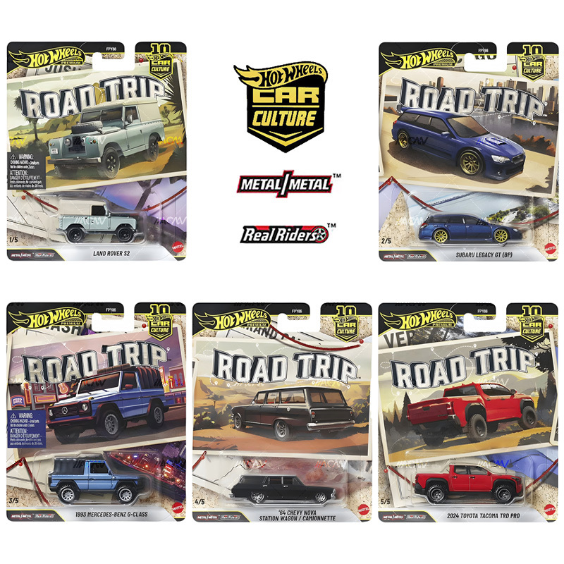 Hot Wheels Car Culture Road Trip Set Iron Base Rubber Tires Land Rover Subaru Mercedes-Benz Toyota Alloy Car Model Hot Wheels Car Culture Road Trip Set Iron Base Rubber Tires Land Rover Subaru Mercedes-Benz Toyota Alloy Car Model