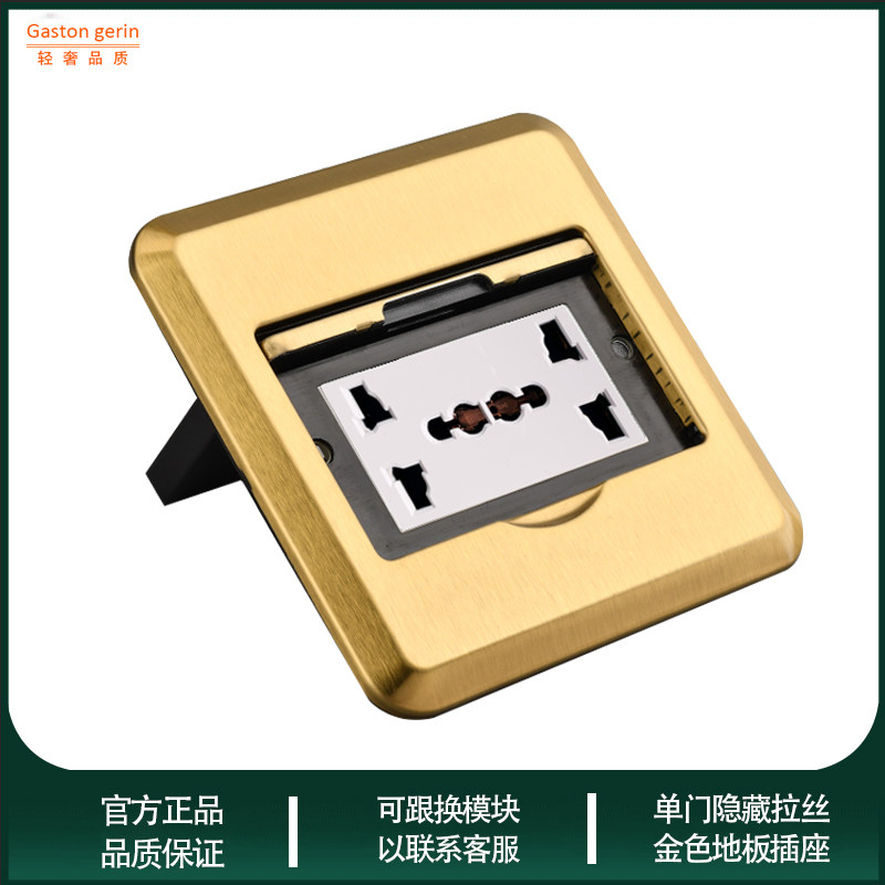 Type 120 Home Stainless Steel Golden Ground Socket Concealed Single Door Five Holes Six Holes Invisible Living Room 6 Holes Floor Insert