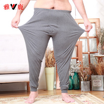 men's large size cotton long pants middle aged and elderly thermal pants cotton yarn pants fat men's pants high waist autumn winter