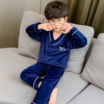 boy's autumn winter flannel pajamas autumn winter Korean style children's fashionable two-piece suit