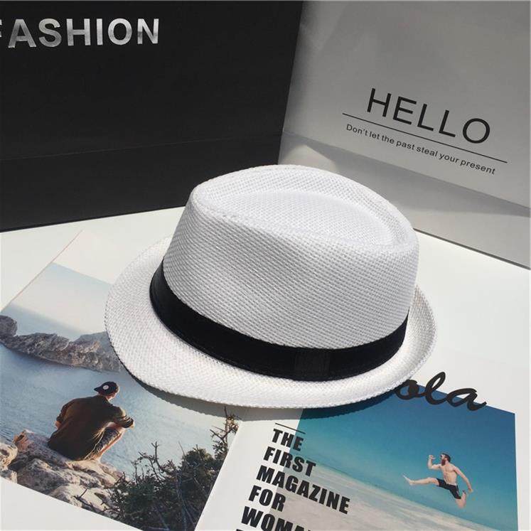 Anti-squatting male gentleman White Jazz hat neutral idyllic man spring and summer Italy European and American straw