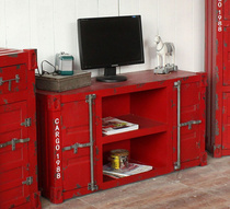 American rural container TV cabinet loft retro industrial style old wrought iron creative side cabinet drawer locker