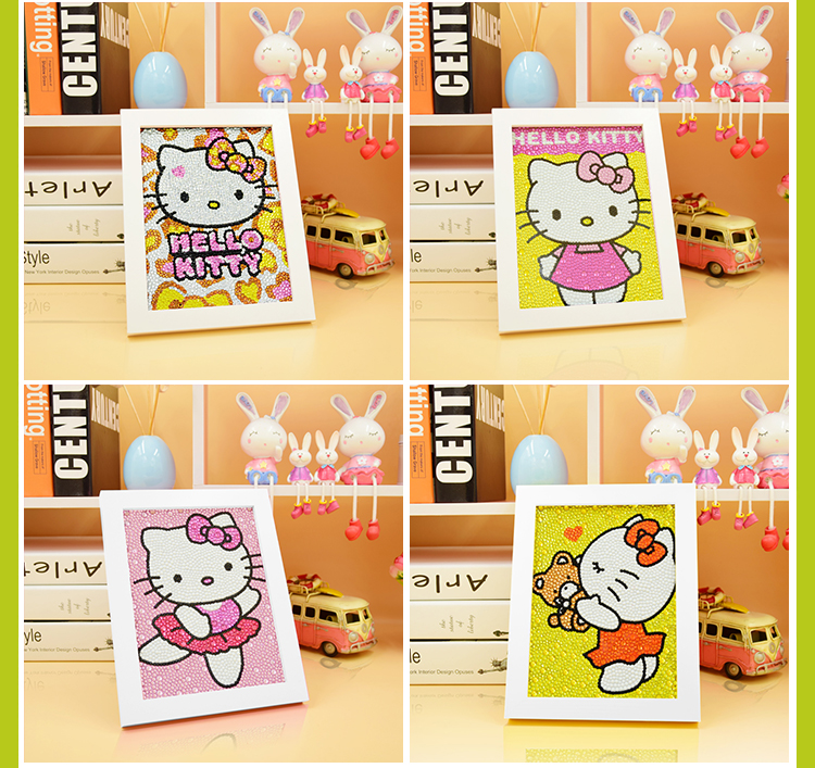 Tranh kim cương đầy kim cương mới kt mèo hoạt hình động vật dễ thương đồ chơi trẻ em học sinh điểm khoan dán để gửi khung ảnh - Handmade / Creative DIY làm thiệp handmade