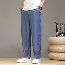 Chinese style mens ultra-thin ice silk wide leg pants mens casual pants summer tencils Haren pants loose trousers mens pants
