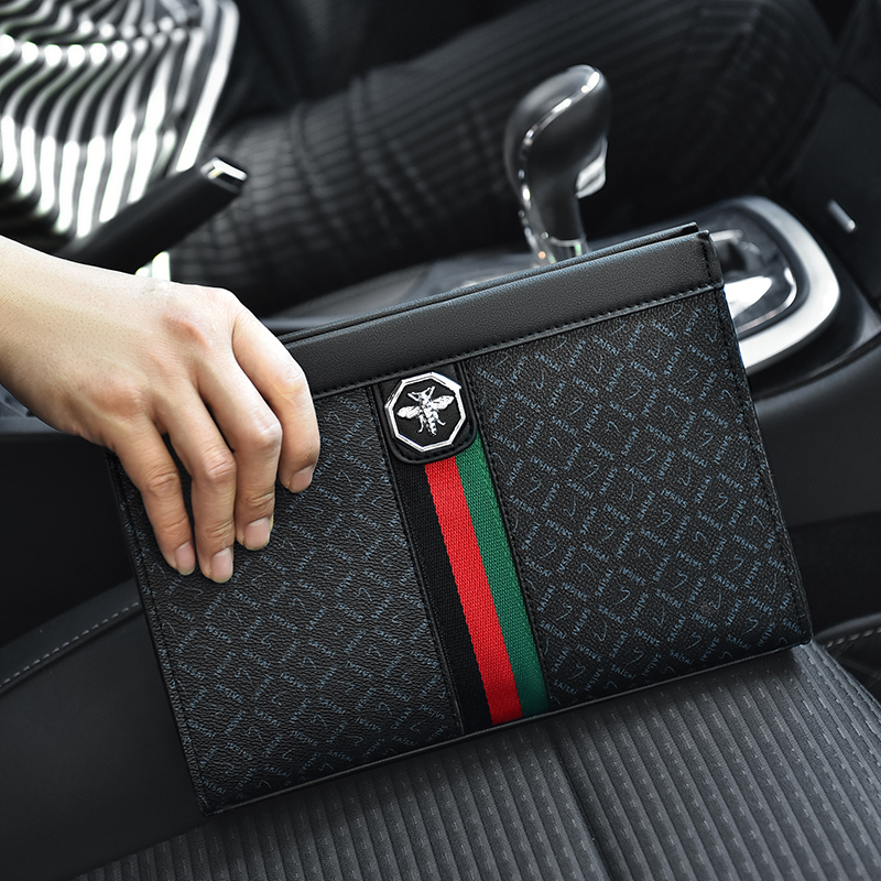 Fashion men's clutch bag genuine leather men's bag envelope bag casual clutch bag cowhide clutch bag large capacity trendy