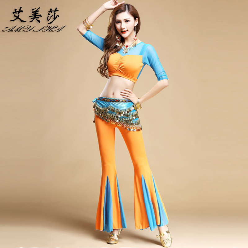 Belly dance practice with 2021 new clothes splicing practice suits Indian dance dance performance to serve autumn and winter