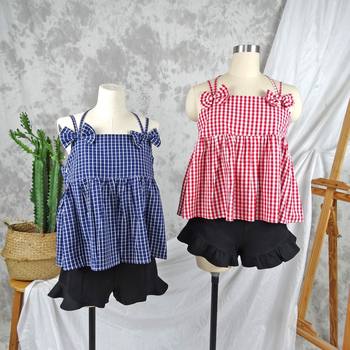 Korean Style Slimming Short Loose Cotton Tank Top Shirt Babydoll Top Strapless Backless Outerwear Plaid Camisole for Women Summer