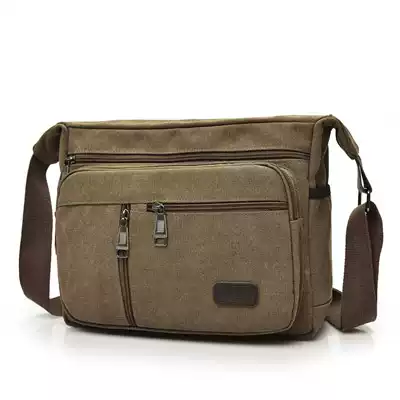 Men's shoulder bag multi-function oblique canvas bag messenger casual men's bag multi-plug bag tide bag horizontal large capacity
