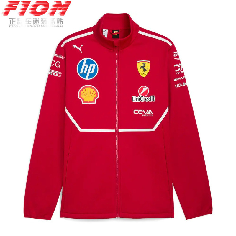 F1 Ferrari Team 2025 Softshell Sports Jacket Windproof Fleece Coat Long Sleeve Team Uniform Puma