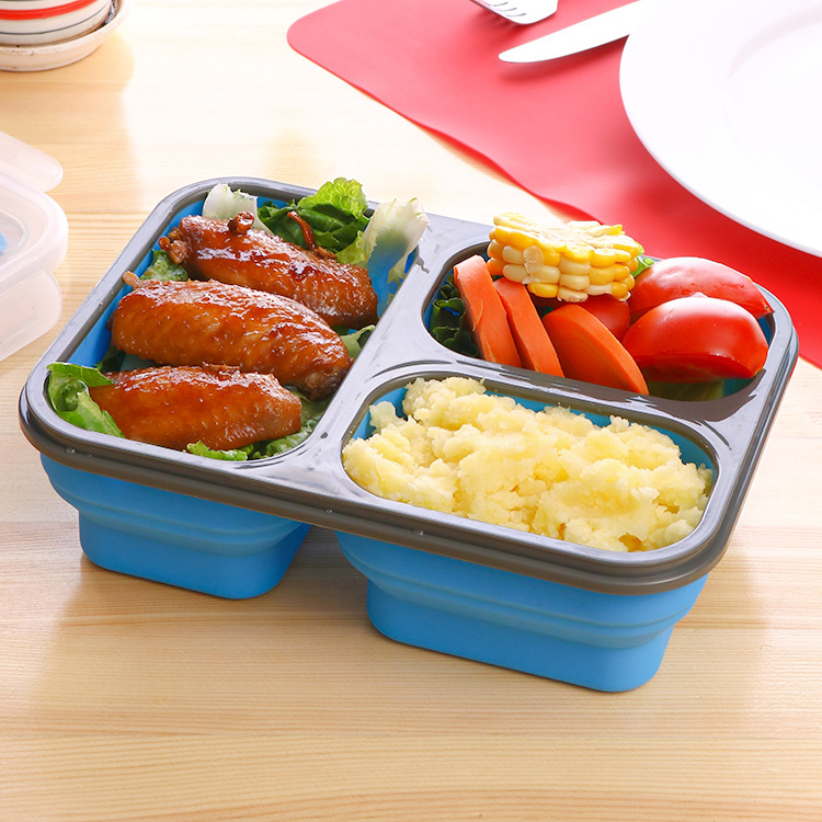 Outdoor Tourist Silicone Gel Folding Telescopic Lunch Box Sealed Picnic With Portable Bowl students Contained Refreshing box with lid